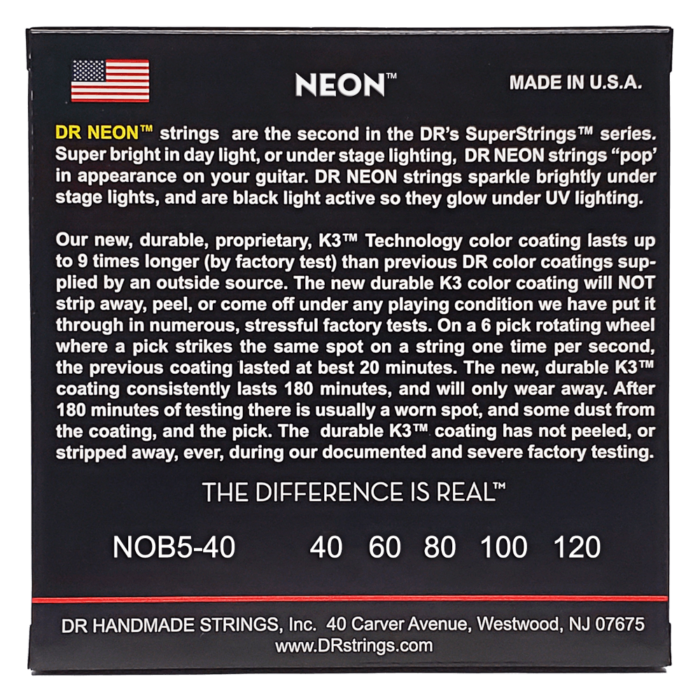 DR, HI-DEF NEON* - ORANGE Colored Bass Strings: 5-String Light 40-120 – Bild 2
