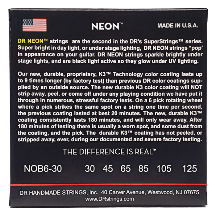 DR, HI-DEF NEON* - ORANGE Colored Bass Strings: 6-String Medium 30-125 – Bild 2