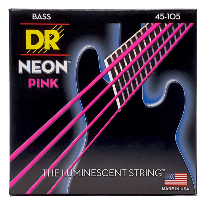 DR, HI-DEF NEON* - PINK Colored Bass Strings: Medium 45-105