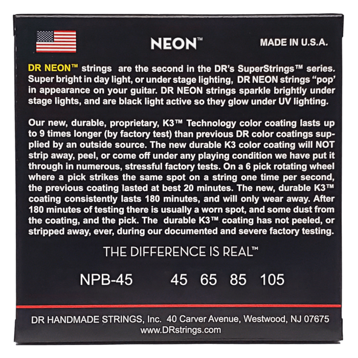 DR, HI-DEF NEON* - PINK Colored Bass Strings: Medium 45-105 - Image 2