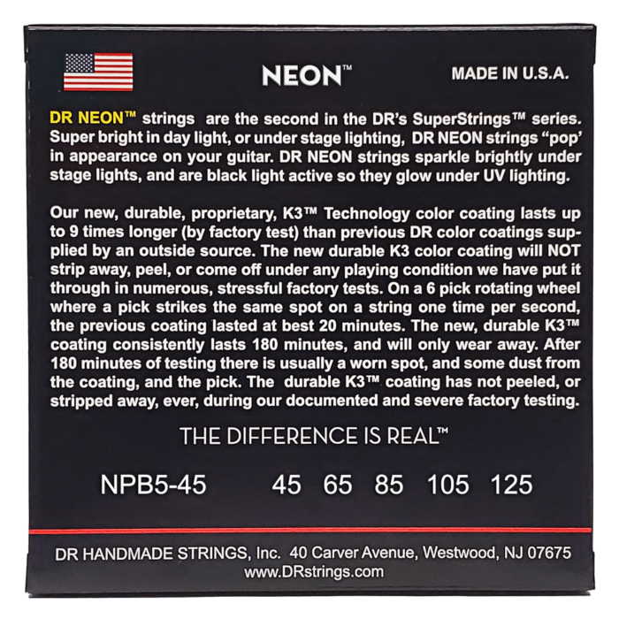 DR, HI-DEF NEON* - PINK Colored Bass Strings: 5-String Medium 45-125 - Image 2