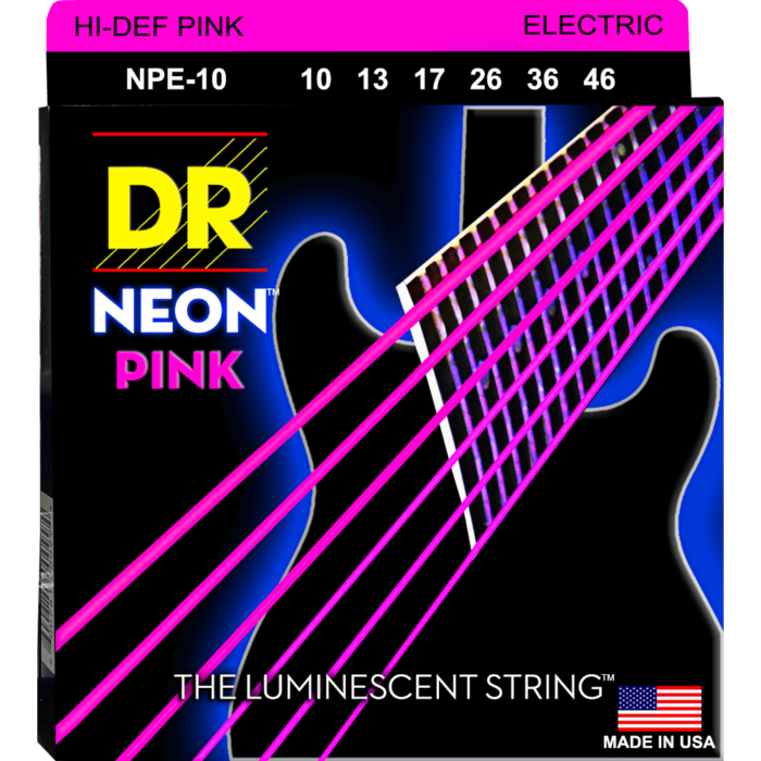 DR, HI-DEF NEON* - PINK Colored Electric Guitar Strings: Medium 10-46