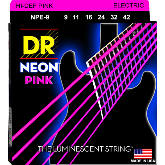 DR, HI-DEF NEON* - PINK Colored Electric Guitar Strings: Light 9-42