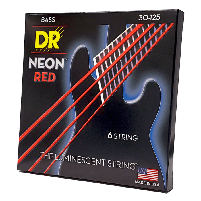 DR, HI-DEF NEON* - RED Colored Bass Strings: 6-String Medium 30-125