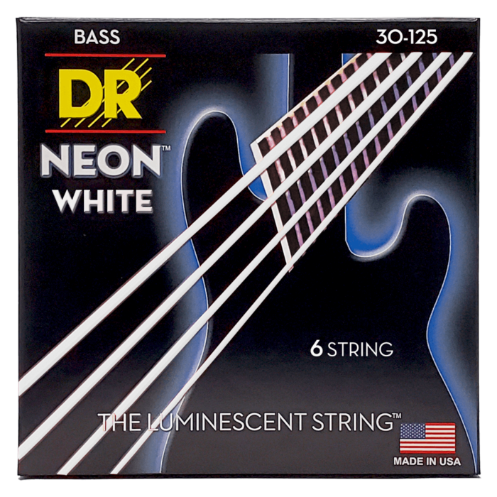 DR, HI-DEF NEON* - WHITE Colored Bass Strings: 6-String Medium 30-125
