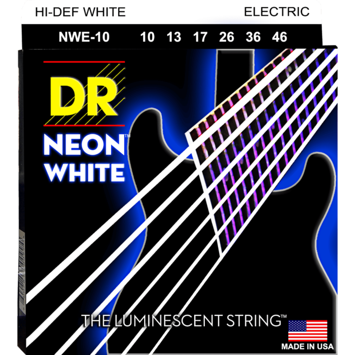 DR, HI-DEF NEON* - WHITE Colored Electric Guitar Strings: Medium 10-46