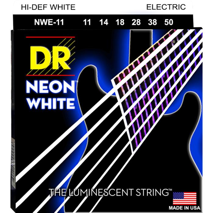 DR, HI-DEF NEON* - WHITE Colored Electric Guitar Strings: Heavy 11-50