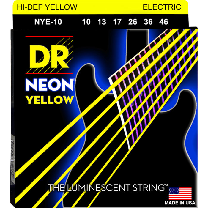 DR, HI-DEF NEON* - YELLOW Colored Electric Guitar Strings: Medium 10-46