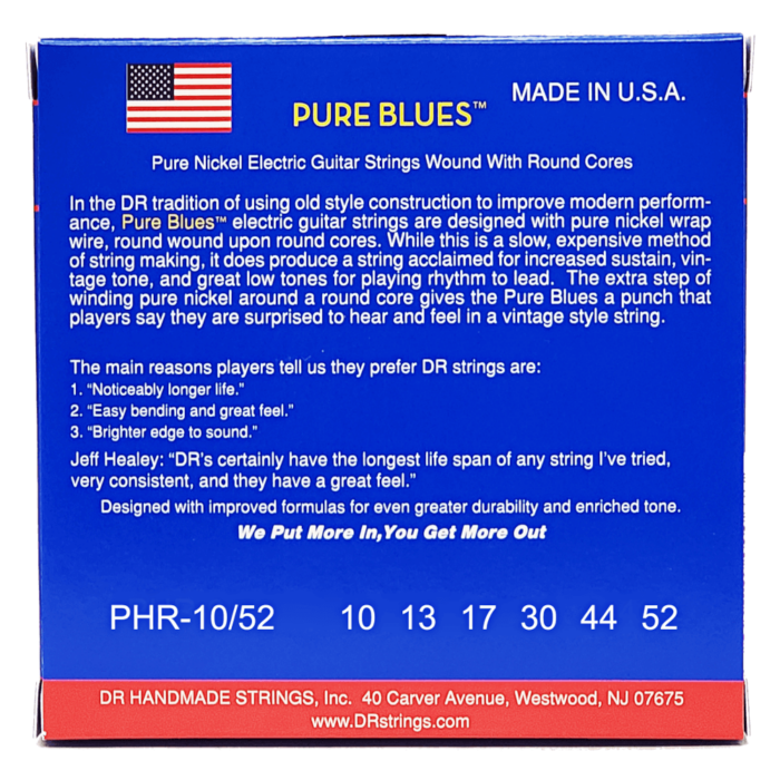 DR, PURE BLUES* - Pure Nickel Electric Guitar Strings: Medium to Heavy 10-52 – Bild 2
