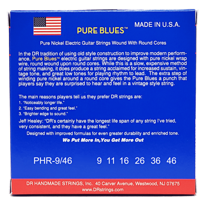 DR, PURE BLUES* - Pure Nickel Electric Guitar Strings: Light to Medium 9-46 - Image 2