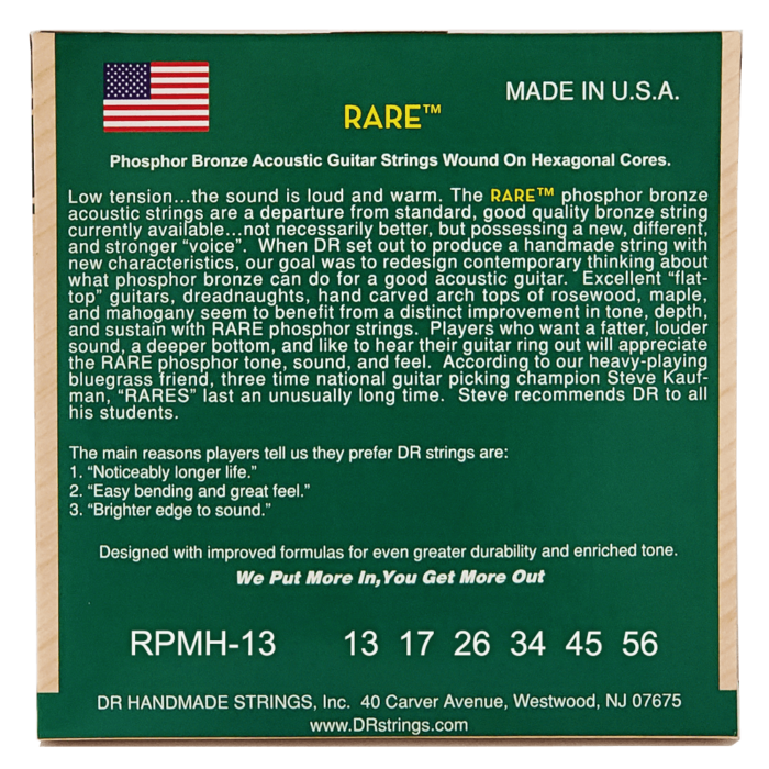DR, RARE* - Phosphor Bronze Acoustic Guitar Strings: Medium 13-56 - Image 2
