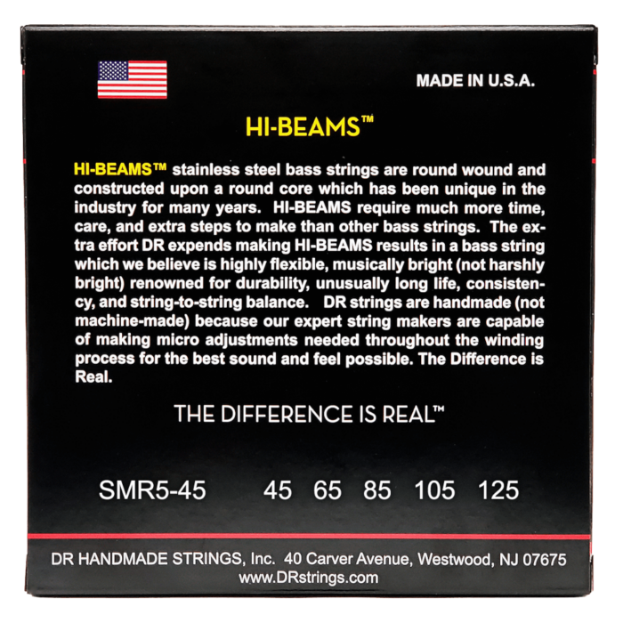DR, HI-BEAM* - Stainless Steel Bass Strings: 5-String Medium 45-125 Short Scale - Image 2