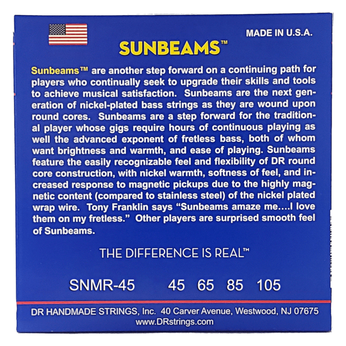 DR, SUNBEAM* - Nickel Plated Bass Strings: Medium 45-105 Short Scale - Image 2