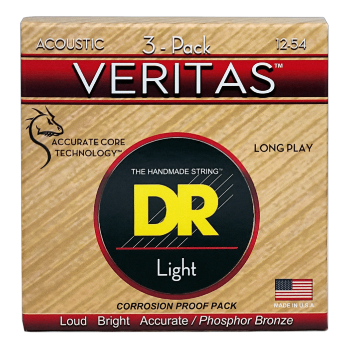 DR, VERITAS* - Coated Core Technology Acoustic Guitar Strings: Light 12-54