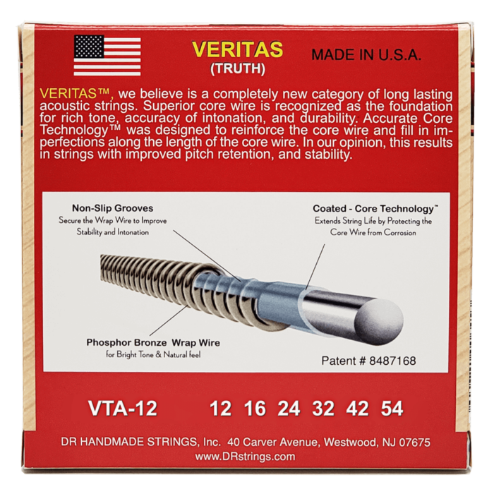 DR, VERITAS* - Coated Core Technology Acoustic Guitar Strings: Light 12-54 – Bild 2