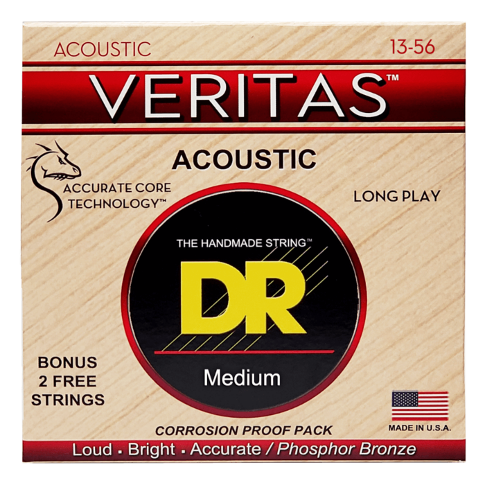 DR, VERITAS* - Accurate Core Technology Acoustic Guitar Strings: Medium 13-56