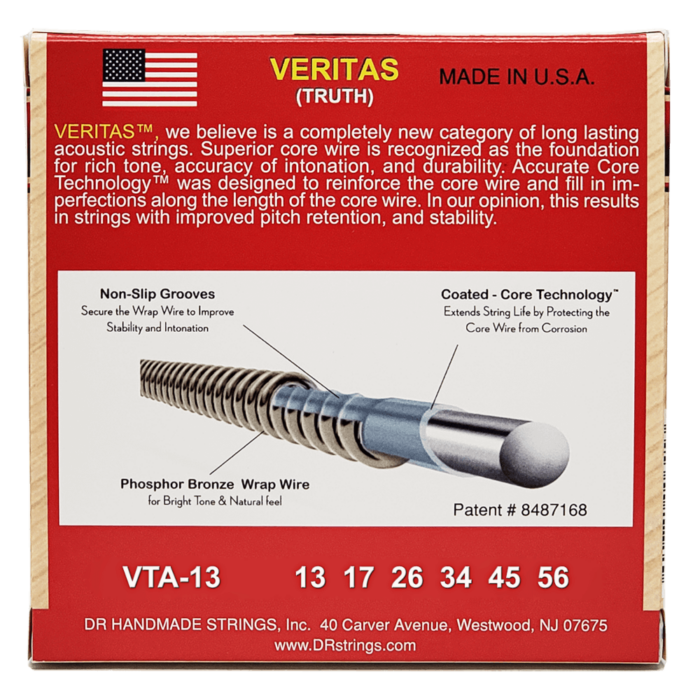 DR, VERITAS* - Accurate Core Technology Acoustic Guitar Strings: Medium 13-56 - Image 2