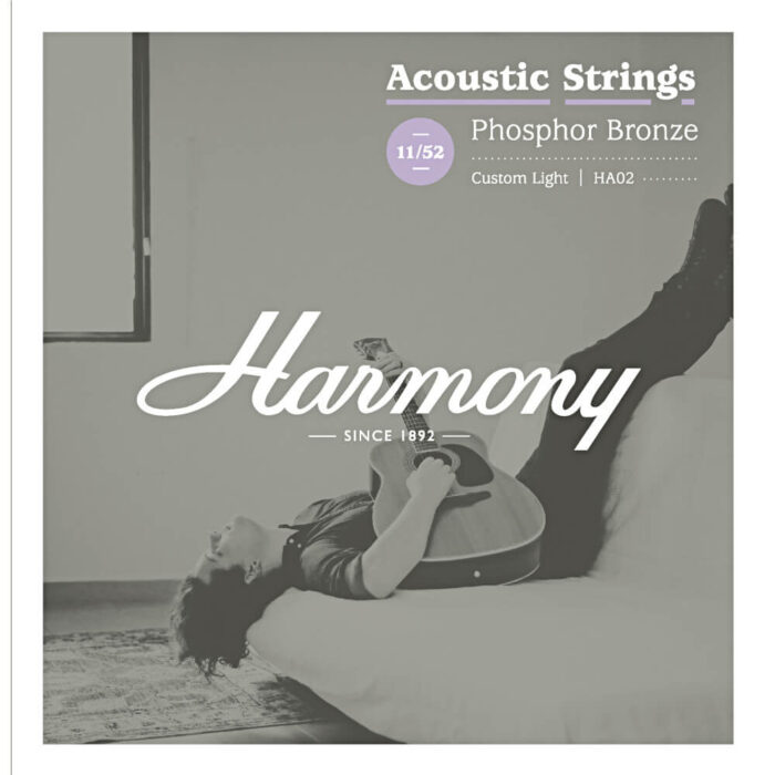 Harmony, HA02 Phosphor Bronze Acoustic Guitar Strings, Custom Light, 11/52