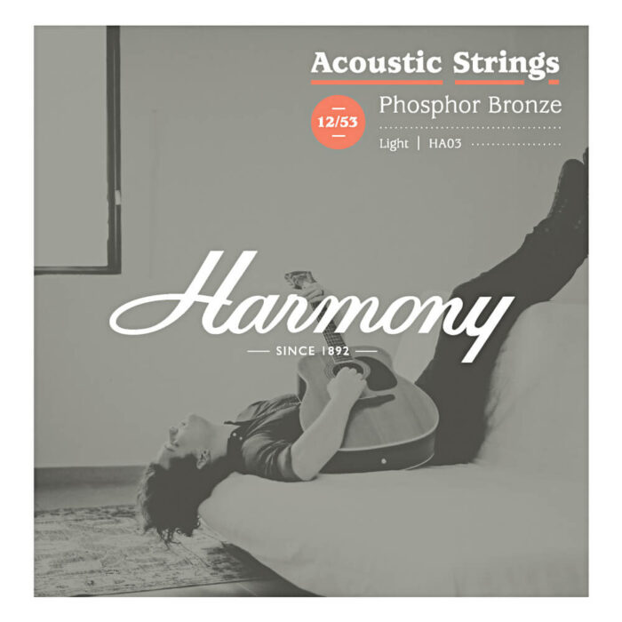 Harmony, HA03 Phosphor Bronze Acoustic Guitar Strings, Light, 12/53