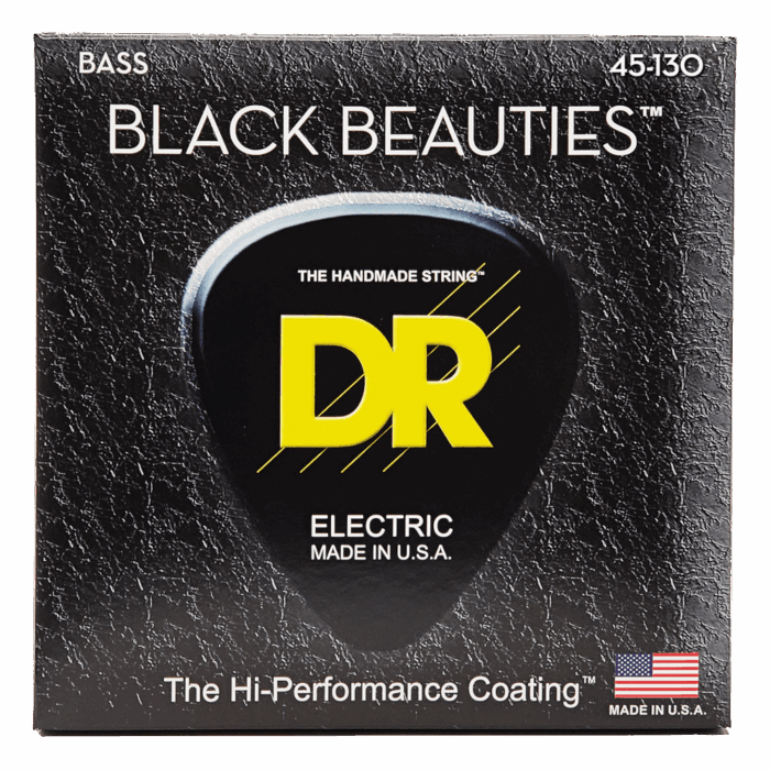 DR, BLACK BEAUTIES* - BLACK Colored Bass Strings: 5-String Medium to Heavy 45-130