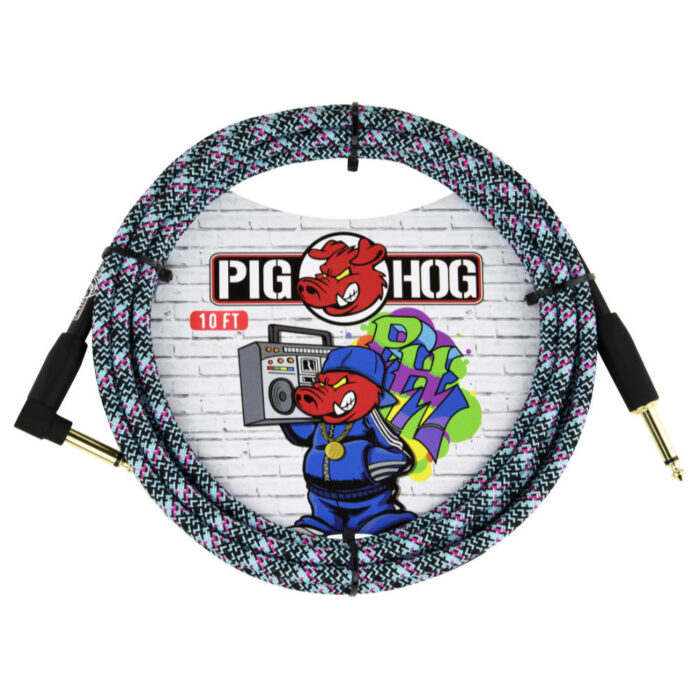Pig Hog "Blue Graffiti" Instrument Cable, 3m/10ft Winkelstecker