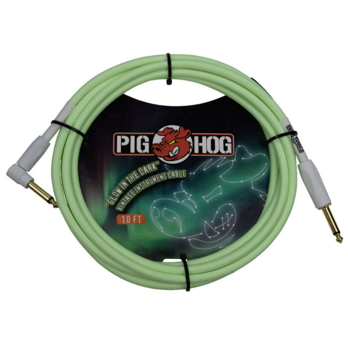 Pig Hog "Glow in the Dark" Instrument Cable, 3m/10ft Right Angle