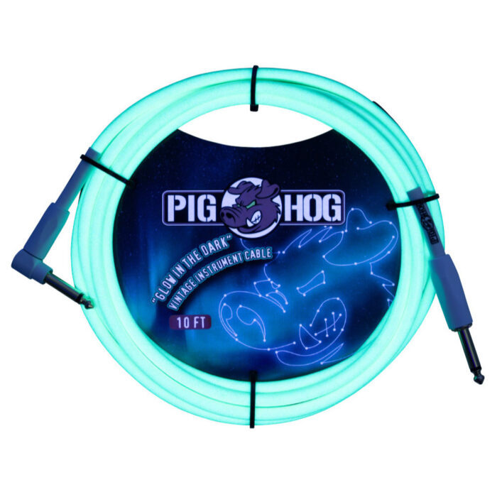 Pig Hog "Glow in the Dark" Instrument Cable, 3m/10ft Right Angle - Image 2
