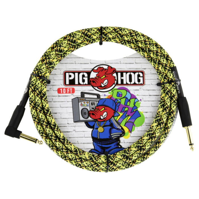 Pig Hog "Yellow Graffiti" Instrument Cable, 3m/10ft Winkelstecker