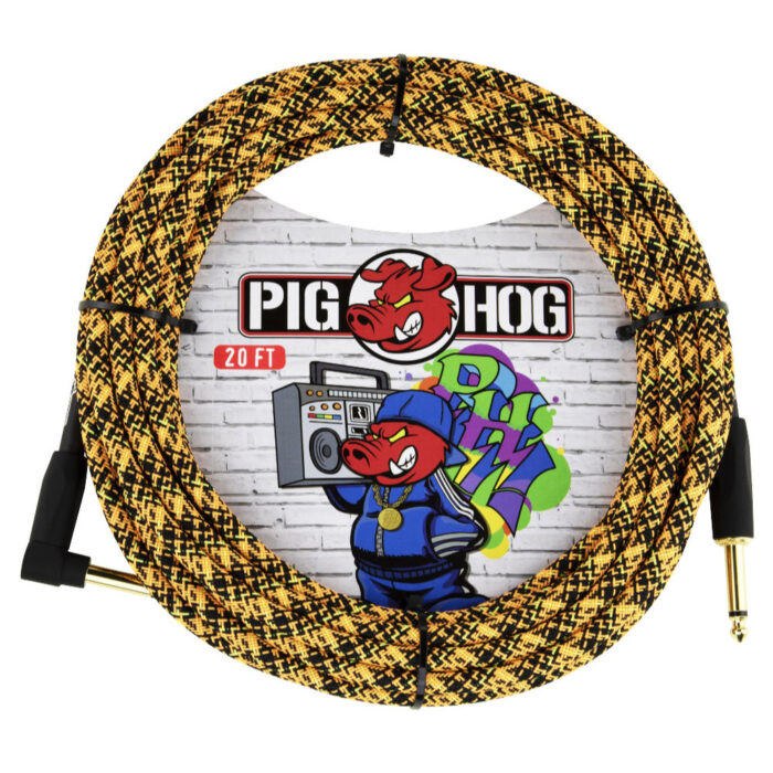 Pig Hog "Orange Graffiti" Instrument Cable, 6m/20ft Winkelstecker