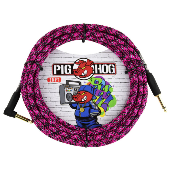 Pig Hog "Pink Graffiti" Instrument Cable, 6m/20ft Winkelstecker