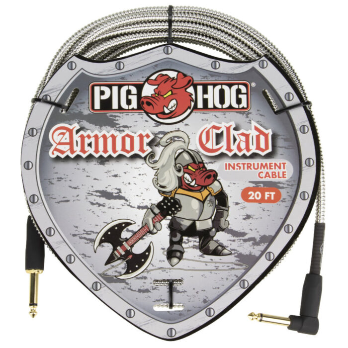 Pig Hog Armor Clad Instrument Cable, 6m/20ft, Winkelstecker