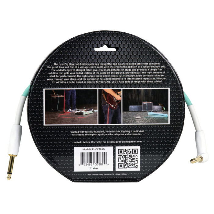 Pig Hog "Half Coil" Instrument Cable, 9m/30ft, Seafoam Green - Image 3