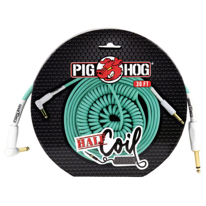 Pig Hog "Half Coil" Instrument Cable, 9m/30ft, Seafoam Green