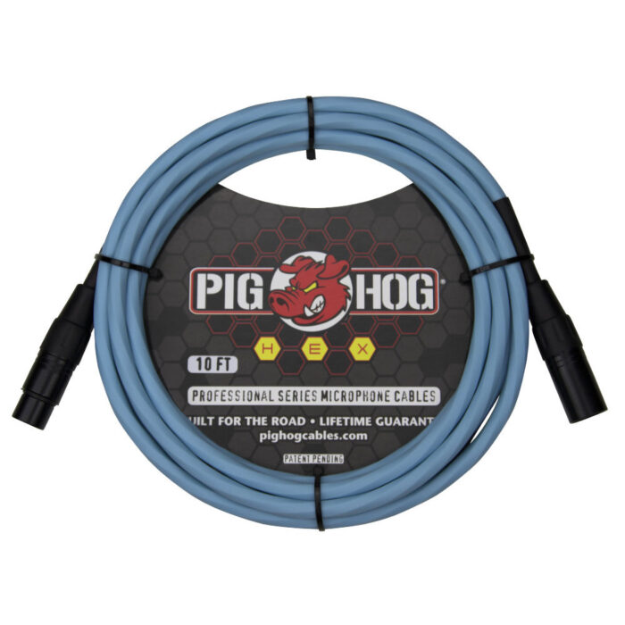 Pig Hog Hex Series Mic Cable, 3m/10ft - Daphne Blue