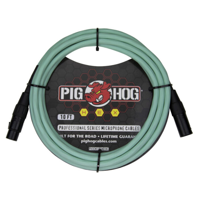 Pig Hog Hex Series Mic Cable, 3m/10ft - Seafoam Green
