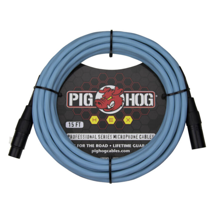 Pig Hog Hex Series Mic Cable, 4,57m/15ft - Daphne Blue