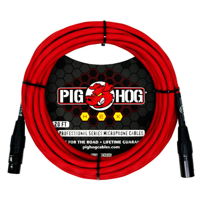 Pig Hog Hex Series Mic Cable, 6m/20ft - Candy Apple Red