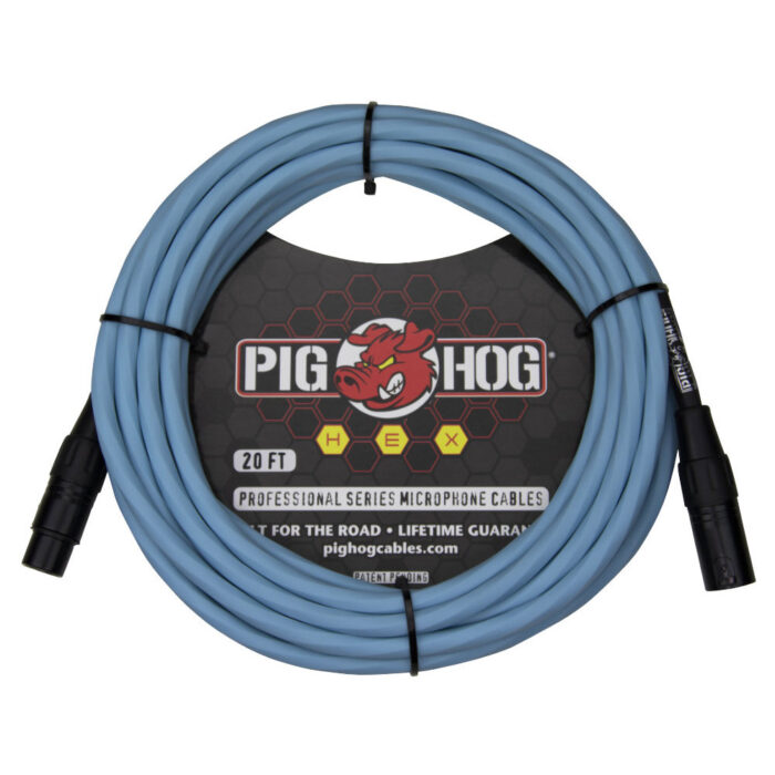 Pig Hog Hex Series Mic Cable, 6m/20ft - Daphne Blue