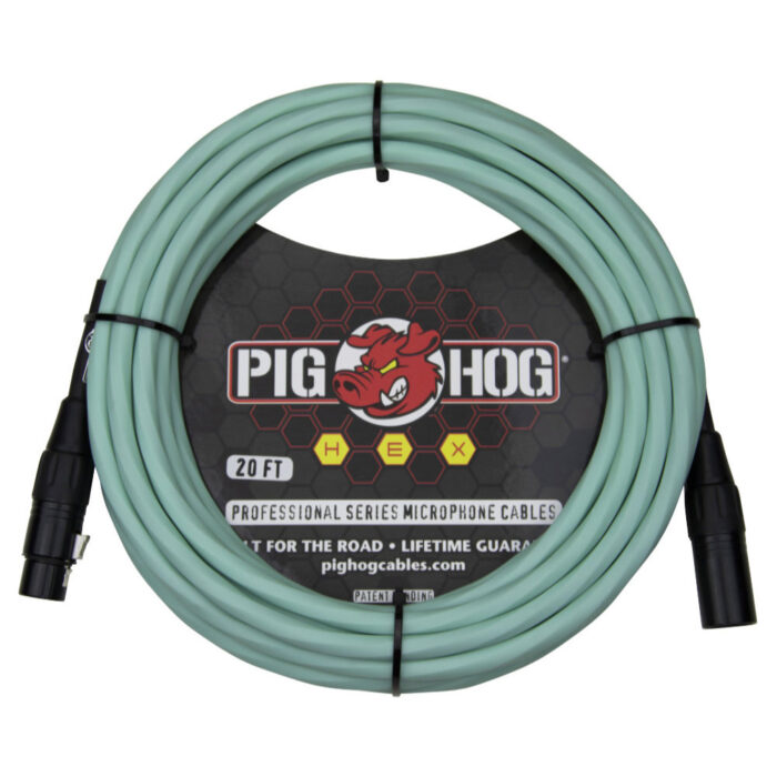 Pig Hog Hex Series Mic Cable, 6m/20ft - Seafoam Green