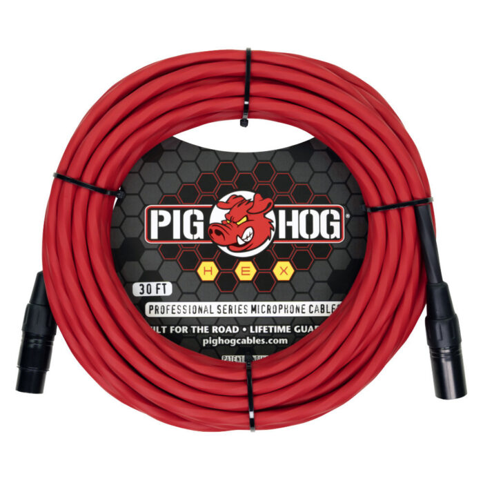 Pig Hog Hex Series Mic Cable, 9m/30ft - Candy Apple Red
