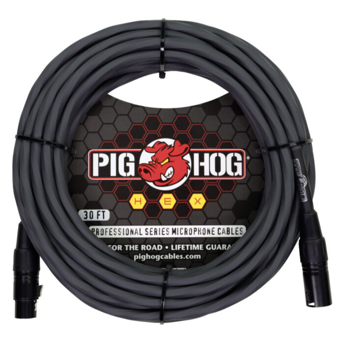 Pig Hog Hex Series Mic Cable, 9m/30ft - Grey