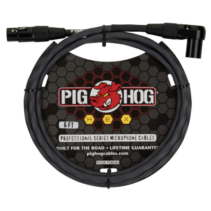 Pig Hog Hex Series Mic Cable, 180cm/6ft Winkelstecker - Grey