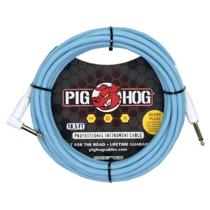 Pig Hog Hex Series Silent Cable 5,67m/18.6ft Daphne Blue, Winkelstecker