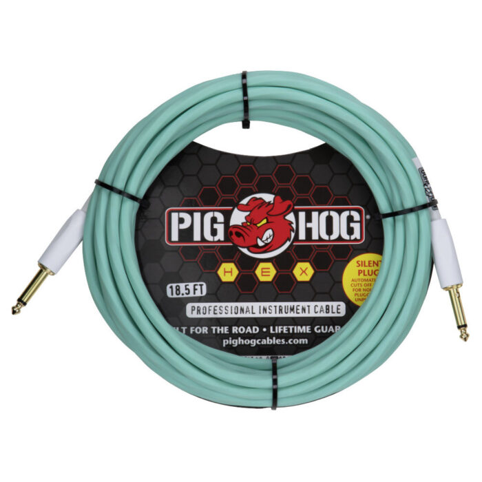 Pig Hog Hex Series Silent Cable 5,67m/18.6ft Seafoam Green