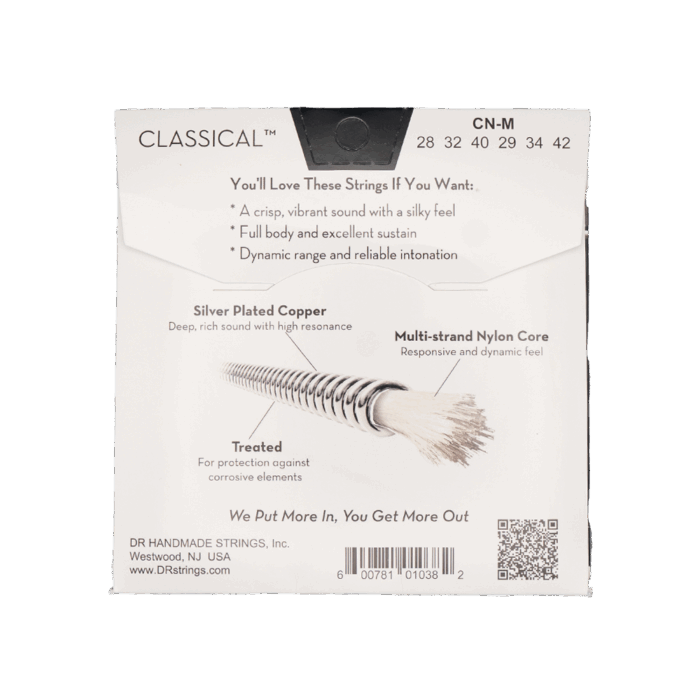 DR, CLASSICAL NYLON* Silver-Plated Nylon Classical Guitar Strings: Medium Tension 28-42 - Image 2