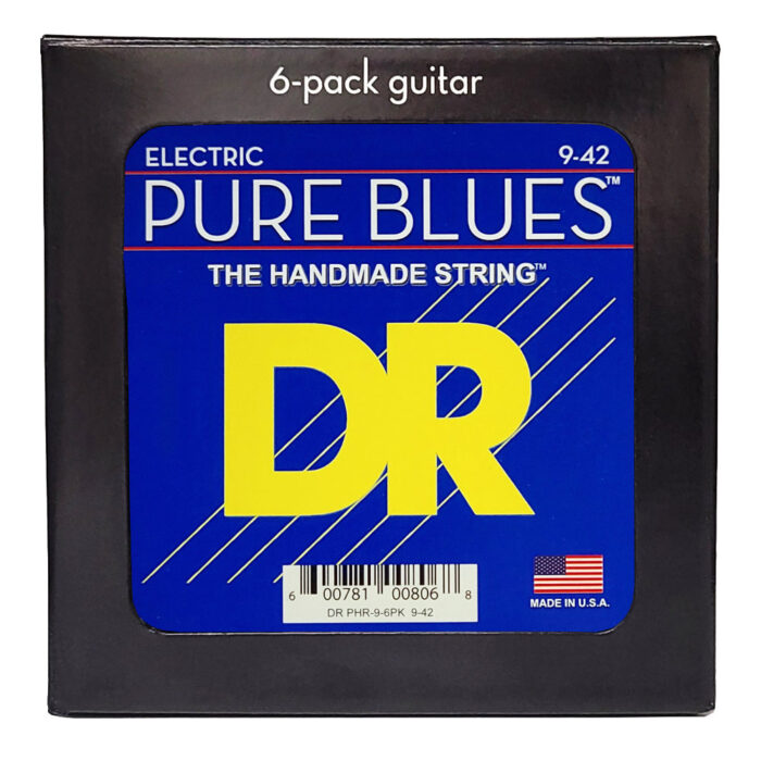 DR, PURE BLUES* - Pure Nickel Electric Guitar Strings: Light 9-42 (6 Pack)