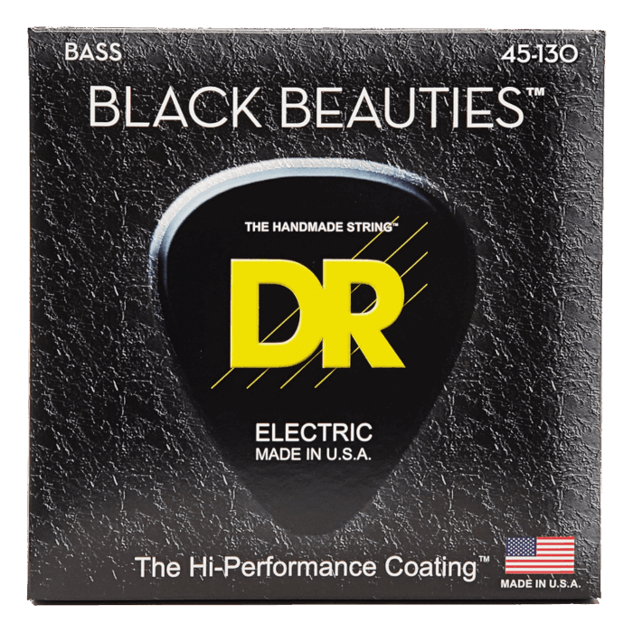 DR, BLACK BEAUTIES* - BLACK Colored Bass Strings: 5-String Medium to Heavy 45-130
