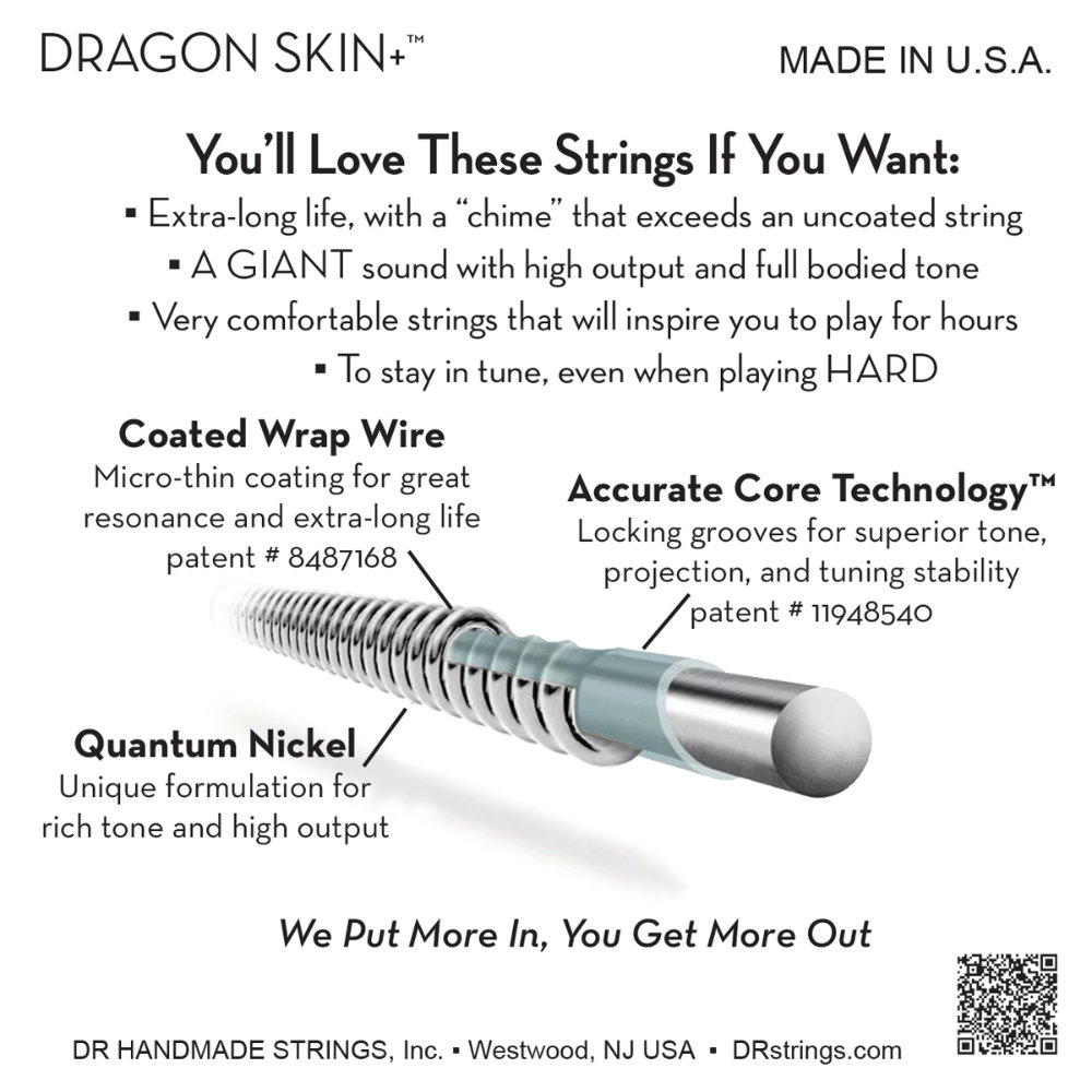 DR, DRAGON SKIN+ Quantum Nickel Electric Guitar Strings: Medium 10-46 (3 Pack) - Image 4