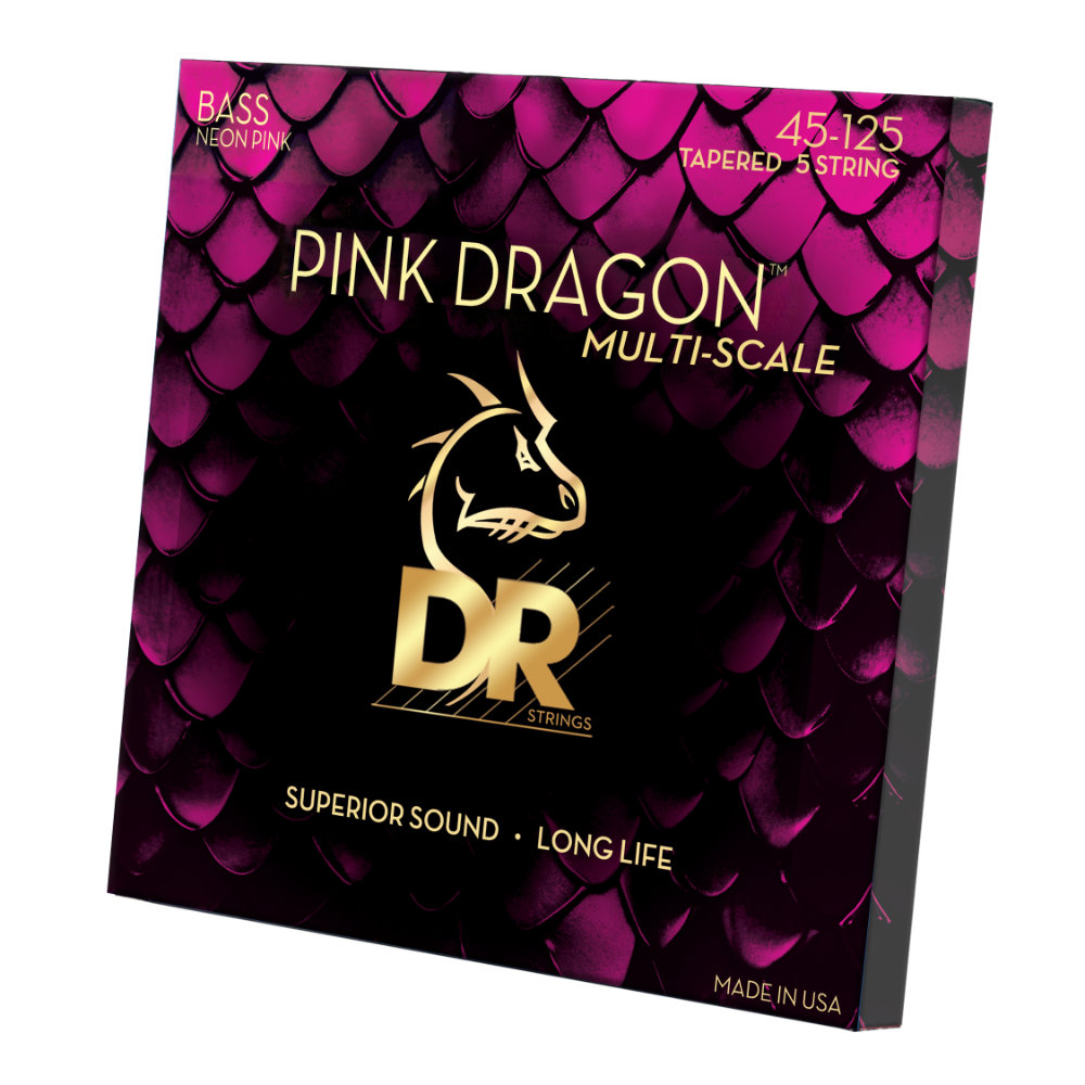 DR, PINK DRAGON - Stainless Steel Bass Strings, Pink coated: 5-String Medium 45-125, Tapered Multi-Scale – Bild 2